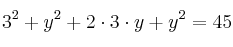 3^2+y^2+2 \cdot 3 \cdot y + y^2 = 45
