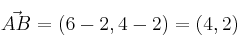 \vec{AB} = (6-2, 4-2) = (4,2)