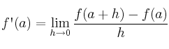 f\textsc{\char13}(a) = \lim_{h \rightarrow 0} \frac{f(a+h) -f(a)}{h}
