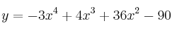 y=-3x^4+4x^3+36x^2-90