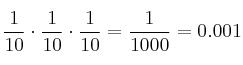 \frac{1}{10} \cdot \frac{1}{10} \cdot \frac{1}{10} = \frac{1}{1000}=0.001