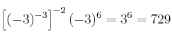 \left[{(-3)^{-3}}\right]^{-2} (-3)^{6} = 3^6 = 729