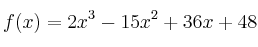 f(x)=2x^3-15x^2+36x+48