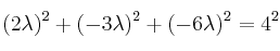 (2 \lambda)^2 + (-3 \lambda)^2 + (-6 \lambda)^2=4^2