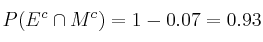 P(E^c \cap M^c)=1-0.07=0.93