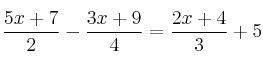 \frac{5x+7}{2} - \frac{3x+9}{4} = \frac{2x+4}{3} + 5