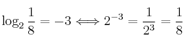 \log_{2} \frac{1}{8} = -3 \Longleftrightarrow 2^{-3}=\frac{1}{2^3}=\frac{1}{8}}