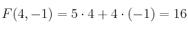 F(4,-1)=5 \cdot 4+4 \cdot (-1) = 16