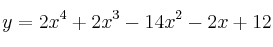 y = 2x^4+2x^3-14x^2-2x+12