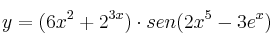 y=(6x^2+2^{3x}) \cdot sen (2x^5-3e^x)