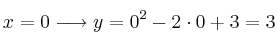 x=0 \longrightarrow y=0^2-2 \cdot 0+3 = 3
