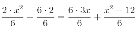\frac{2 \cdot x^2}{6} - \frac{6 \cdot 2}{6} = \frac{6 \cdot 3x}{6} + \frac{x^2 - 12}{6}