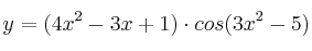 y=(4x^2-3x+1) \cdot cos (3x^2-5)