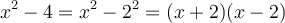 x^2-4 = x^2-2^2 = (x+2)(x-2)