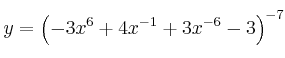 y = \left( -3x^6+4x^{-1} + 3x^{-6}-3 \right)^{-7}
