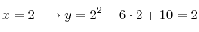 x=2 \longrightarrow y=2^2-6 \cdot 2+10 = 2