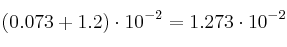(0.073 + 1.2) \cdot 10^{-2} = 1.273 \cdot 10^{-2}