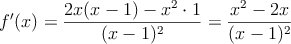 f^{\prime}(x)=\frac{2x(x-1)-x^2 \cdot 1}{(x-1)^2}=\frac{x^2-2x}{(x-1)^2}