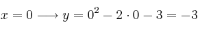 x=0 \longrightarrow y=0^2 - 2 \cdot 0 - 3 = -3
