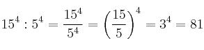 15^4:5^4 = \frac{15^4}{5^4} = \left( \frac{15}{5} \right)^4 = 3^4 = 81
