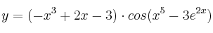 y=(-x^3+2x-3) \cdot cos(x^5-3e^{2x})