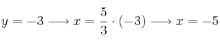 y=-3 \longrightarrow x=\frac{5}{3} \cdot (-3) \longrightarrow x=-5