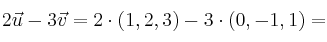 2\vec{u}-3\vec{v} = 2 \cdot (1,2,3) - 3 \cdot (0,-1,1) =