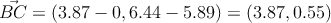 \vec{BC} =(3.87-0 , 6.44-5.89)=(3.87,0.55)