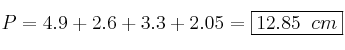 P=4.9+2.6+3.3+2.05=\fbox{12.85 \: cm}