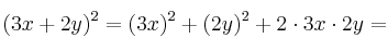 (3x+2y)^2 = (3x)^2 + (2y)^2 + 2 \cdot 3x \cdot 2y =