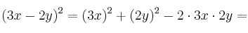 (3x-2y)^2 = (3x)^2 + (2y)^2 - 2 \cdot 3x \cdot 2y =