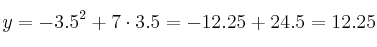 y = -3.5^2 + 7 \cdot 3.5 =  -12.25 + 24.5 = 12.25  