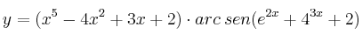 y=(x^5-4x^2+3x+2) \cdot arc \: sen(e^{2x}+4^{3x}+2)