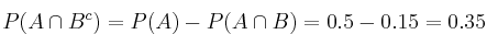P(A \cap B^c)=P(A) - P(A \cap B) = 0.5-0.15 = 0.35