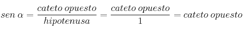 sen \: \alpha = \frac{cateto \: opuesto}{hipotenusa}=\frac{cateto \: opuesto}{1}=cateto \: opuesto