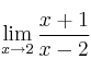 \lim\limits_{x \rightarrow 2} \frac{x+1}{x-2}
