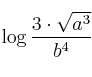 \log{\frac{3 \cdot \sqrt{a^3}}{b^4}}
