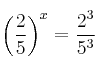 \left( \frac{2}{5} \right)^x = \frac{2^3}{5^3}