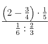\frac{\left( 2 - \frac{3}{4} \right) \cdot \frac{1}{5}}{\frac{1}{6} : \frac{2}{3}}