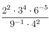 \frac{2^2 \cdot 3^4 \cdot 6^{-5}}{9^{-1} \cdot 4^2}